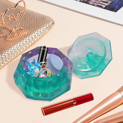 FineInno Octagon Storage Box Resin Mold for Epoxy Jewelry Box Silicone Mold with Lid Jar Epoxy Casting Mold DIY Trinket Candy Container Candle Holder in Saudi Arabia
