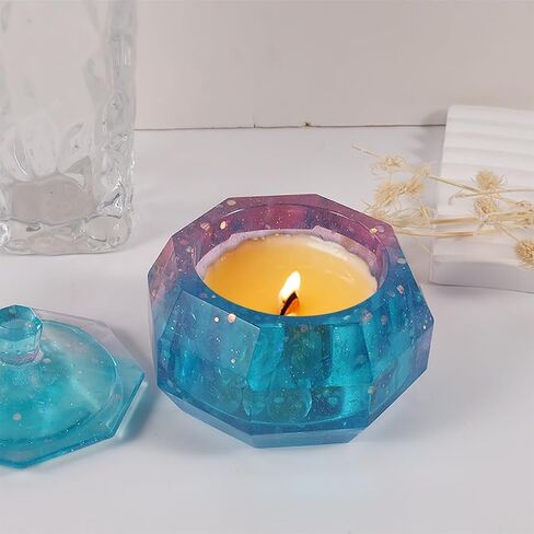 FineInno Octagon Storage Box Resin Mold for Epoxy Jewelry Box Silicone Mold with Lid Jar Epoxy Casting Mold DIY Trinket Candy Container Candle Holder in Saudi Arabia