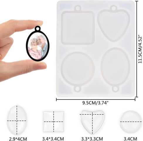 1 قطعة صواني قلادة الراتنج قوالب السيليكون مع 8 قطعة القباب الزجاجية المستديرة الفراغات الصغيرة إطار الصورة قلادة صواني قوالب راتنجات الايبوكسي DIY بها بنفسك الفن الحرفية مجوهرات قلادة المفاتيح صنع الديكور in Kuwait
