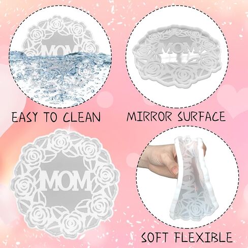 قالب راتنج كوستر روز، قوالب كوستر سيليكون للأم من راتنجات الإيبوكسي، قوالب صب راتنج كوستر لامعة مقاس 6 بوصات لهدايا عيد الأم، ديكور المنزل in Kuwait