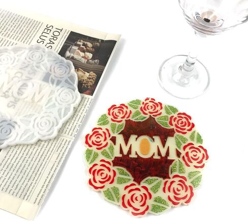 قالب راتنج كوستر روز، قوالب كوستر سيليكون للأم من راتنجات الإيبوكسي، قوالب صب راتنج كوستر لامعة مقاس 6 بوصات لهدايا عيد الأم، ديكور المنزل in Kuwait