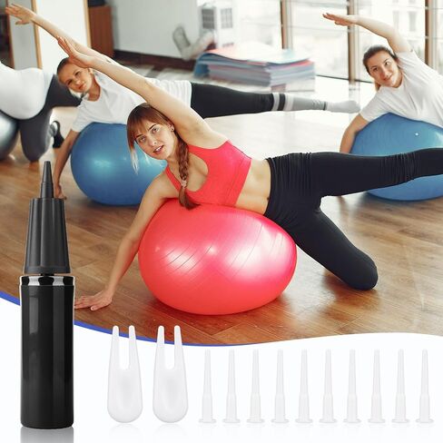 Exercise Ball Pump Kits, Hand Air Pump for Inflatables Ball with 10pcs Long Plugs & 2pcs Plug Pullers Yoga Ball Pump in Saudi Arabia