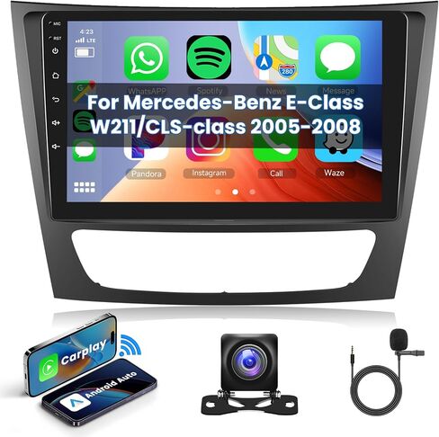 Hodozzy Android Car Stereo for Mercedes-Benz E-Class W211/CLS-class 2005-2008 with Wireless Carplay Android Auto, 32G 9 inch Touch Screen Car Radio GPS Bluetooth WiFi, FM RDS Radio, Backup Camera in Saudi Arabia