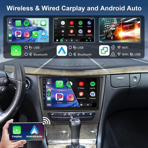 Hodozzy Android Car Stereo for Mercedes-Benz E-Class W211/CLS-class 2005-2008 with Wireless Carplay Android Auto, 32G 9 inch Touch Screen Car Radio GPS Bluetooth WiFi, FM RDS Radio, Backup Camera in Saudi Arabia