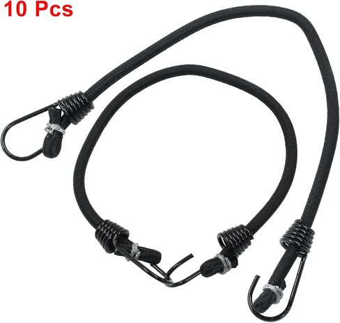 Piutouyar 10 Pcs 10 Inch Mini Bungee Cords with Hooks, Elastic Bungee Straps Small Bungee Cord Outdoor Carrying Tools for Tarps, Cargo, Canvases(Black with Black Hook) in Saudi Arabia