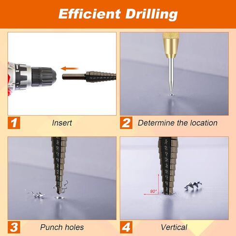 مجموعة لقم مثقاب مكونة من 5+1 قطعة، لقم خطوة فولاذية عالية السرعة مع ثقب مركزي تلقائي/علبة من الألومنيوم، مجموعة لقم ثقب مخروطية من التيتانيوم مقاس 50 لثقوب الحفر in Kuwait