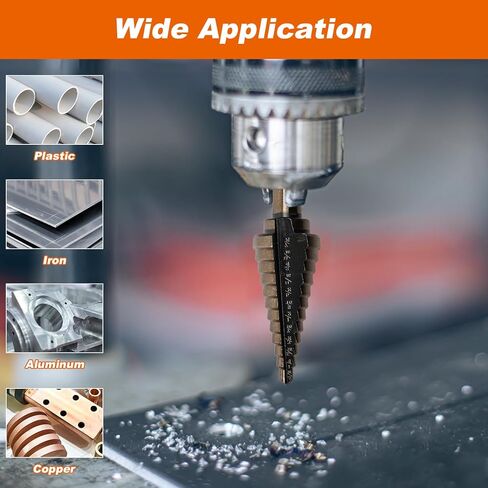 مجموعة لقم مثقاب مكونة من 5+1 قطعة، لقم خطوة فولاذية عالية السرعة مع ثقب مركزي تلقائي/علبة من الألومنيوم، مجموعة لقم ثقب مخروطية من التيتانيوم مقاس 50 لثقوب الحفر in Kuwait