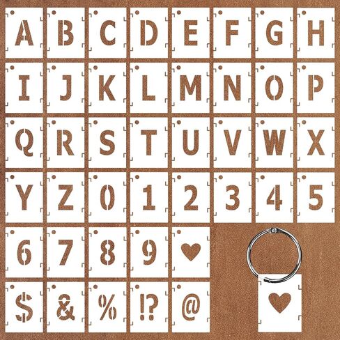 42pcs Letter and Number Templates, 2 inch Reusable Numbers Symbol Interlocking Stencil Kit Alphabet Stencils Letter Stencils for Painting on Wood, Wall, Glass, Fabric DIY Art Crafts in Saudi Arabia