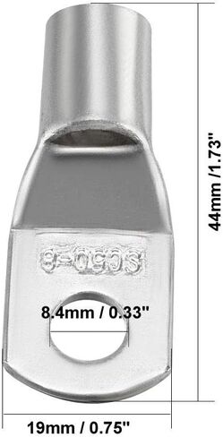 عروة أسلاك نحاسية من uxcell، 1/0AWG SC50-8، فتحة مسمار، أطراف كابل البطارية، فتحات تجعيد أطراف حلقية أنبوبية، موصلات فضية اللون 10 قطع in Saudi Arabia