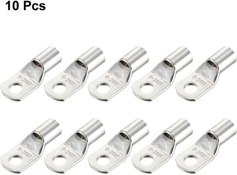 عروة أسلاك نحاسية من uxcell، 1/0AWG SC50-8، فتحة مسمار، أطراف كابل البطارية، فتحات تجعيد أطراف حلقية أنبوبية، موصلات فضية اللون 10 قطع in Saudi Arabia