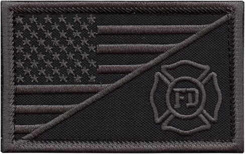 Black Subdued USA Flag Firefighter Fire Department ACU Gear Touch Fastener Patch in Saudi Arabia