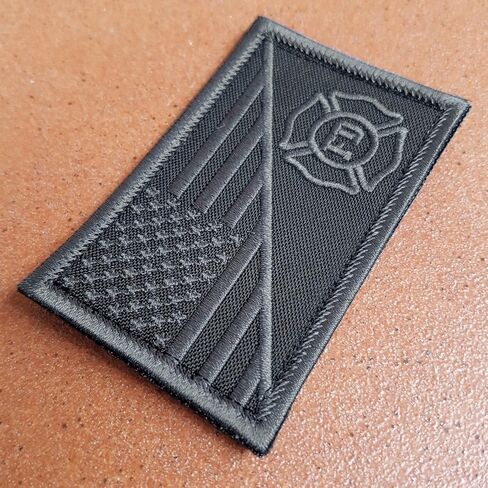 Black Subdued USA Flag Firefighter Fire Department ACU Gear Touch Fastener Patch in Saudi Arabia