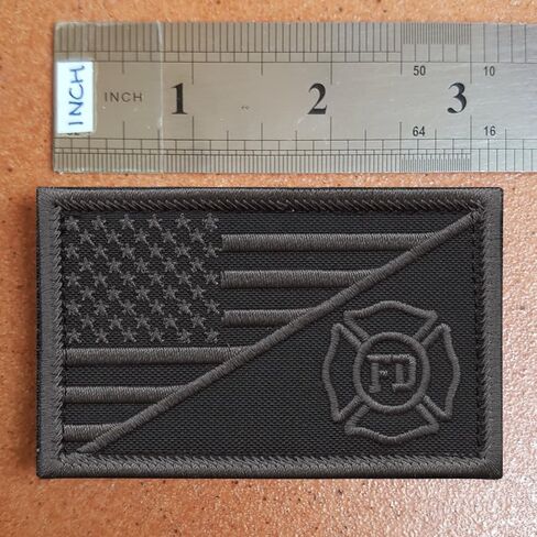 Black Subdued USA Flag Firefighter Fire Department ACU Gear Touch Fastener Patch in Saudi Arabia