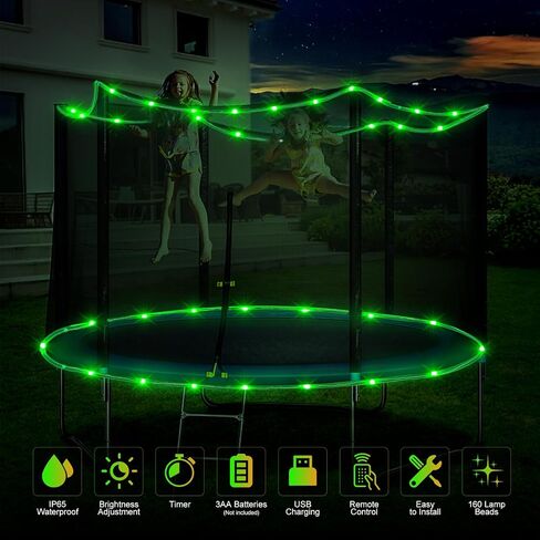LED Trampoline Lights, 26Ft Waterproof LED Strip light with Remote Control for 16/15/ 14/12/ 10Ft Trampoline Rim, 16 Colors 8 Modes Super Bright Light to Play at Night Outdoors for Kids Gift in Saudi Arabia