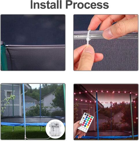 LED Trampoline Lights, 26Ft Waterproof LED Strip light with Remote Control for 16/15/ 14/12/ 10Ft Trampoline Rim, 16 Colors 8 Modes Super Bright Light to Play at Night Outdoors for Kids Gift in Saudi Arabia