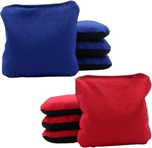 Premium Tailgate Cornhole Bags Durable Double Sided Outdoor Canvas Tournament Toss Game Resin Fill 16 Ounce - Set of 8 includes Carrying Tote Made in USA in Saudi Arabia
