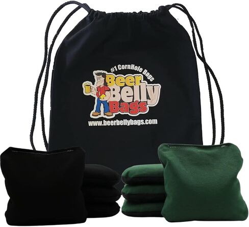 Premium Tailgate Cornhole Bags Durable Double Sided Outdoor Canvas Tournament Toss Game Resin Fill 16 Ounce - Set of 8 includes Carrying Tote Made in USA in Saudi Arabia