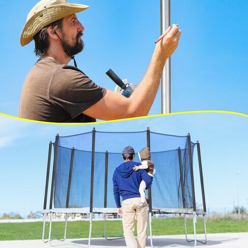Blulu Trampolines Single Enclosure Pole Set Trampolines Upper and Lower Enclosure Pole Kit Trampoline Replacement Parts Trampoline Net Poles with Foam Sleeve (Black,2 Sets) in Saudi Arabia