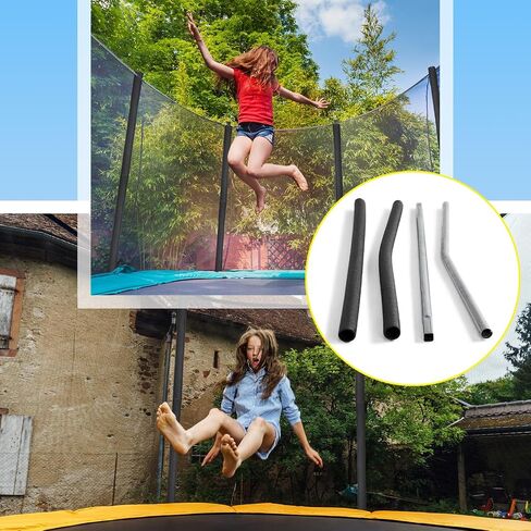 Blulu Trampolines Single Enclosure Pole Set Trampolines Upper and Lower Enclosure Pole Kit Trampoline Replacement Parts Trampoline Net Poles with Foam Sleeve (Black,2 Sets) in Saudi Arabia