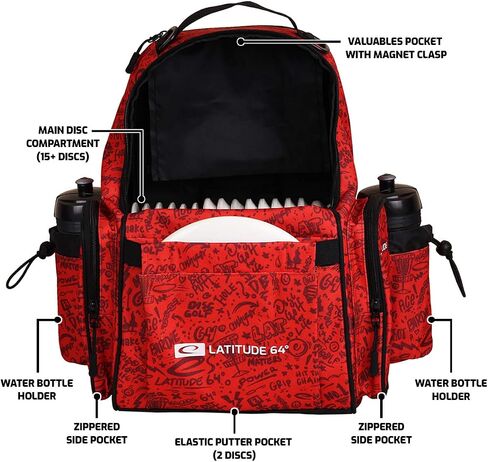 Latitude 64 Swift Disc Golf Backpack | Frisbee Disc Golf Bag with 15+ Disc Capacity | Introductory Disc Golf Backpack | Lightweight and Durable in Saudi Arabia
