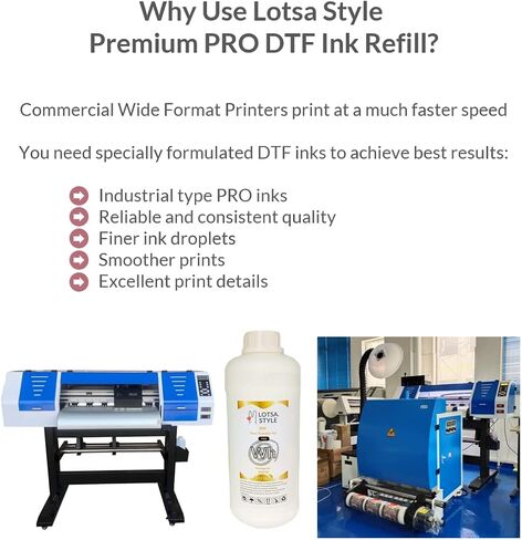LOTSA. STYLE Premium PRO DTF Ink Refill for Inkjet Printers Heat Transfer Film Printing, Large and Wide Format Commercial Edition (1000ml, Black) in Saudi Arabia