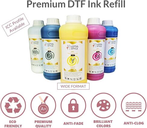 LOTSA. STYLE Premium PRO DTF Ink Refill for Inkjet Printers Heat Transfer Film Printing, Large and Wide Format Commercial Edition (1000ml, Black) in Saudi Arabia