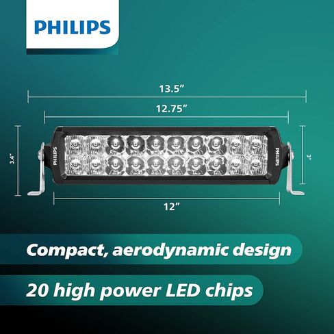 شريط إضاءة LED مزدوج الصف من Philips Ultinon Drive مقاس 10 بوصات | UD5015LX1 | مجموعة Spot Flood مع 9520 لومن خام | مصباح عمل عالي الجودة للقيادة على الطرق الوعرة مع إضاءة غير مسبوقة وتركيز شعاع in Kuwait