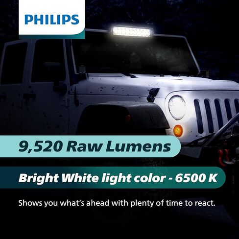 شريط إضاءة LED مزدوج الصف من Philips Ultinon Drive مقاس 10 بوصات | UD5015LX1 | مجموعة Spot Flood مع 9520 لومن خام | مصباح عمل عالي الجودة للقيادة على الطرق الوعرة مع إضاءة غير مسبوقة وتركيز شعاع in Kuwait