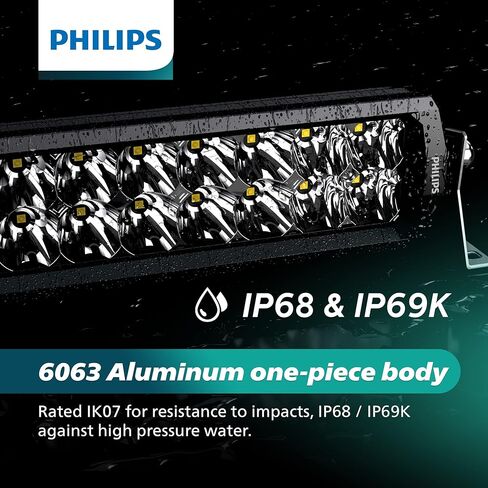 شريط إضاءة LED مزدوج الصف من Philips Ultinon Drive مقاس 10 بوصات | UD5015LX1 | مجموعة Spot Flood مع 9520 لومن خام | مصباح عمل عالي الجودة للقيادة على الطرق الوعرة مع إضاءة غير مسبوقة وتركيز شعاع in Kuwait