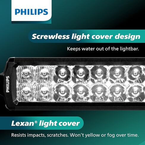 شريط إضاءة LED مزدوج الصف من Philips Ultinon Drive مقاس 10 بوصات | UD5015LX1 | مجموعة Spot Flood مع 9520 لومن خام | مصباح عمل عالي الجودة للقيادة على الطرق الوعرة مع إضاءة غير مسبوقة وتركيز شعاع in Kuwait