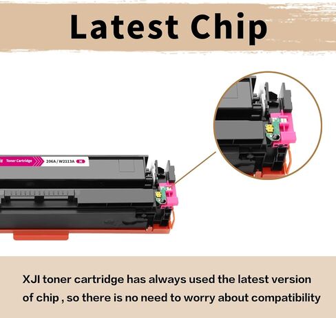 خرطوشة حبر XJI 206A (مع رقاقة) W2113A أرجوانية بديلة لحبر HP 206 A X 206X، لطابعة Color Laser Jet Pro M255 M255dw M255nw MFP M282nw M283 M283cdw M283fdw in Kuwait