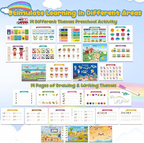 كتاب TEUVO Montessori المشغول للأطفال الصغار 1-3 2-4 3-5، أنشطة التعلم في مرحلة ما قبل المدرسة، كتب التلوين مع موضوعات، ألعاب السفر والتعليم، التوحد، التعلم الحسي، هدايا عيد الميلاد للأولاد والبنات in Kuwait