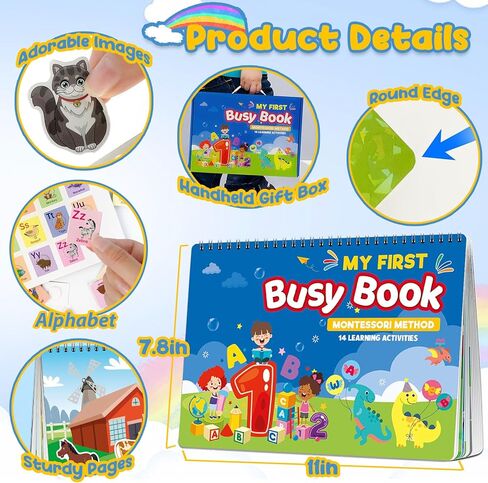 كتاب TEUVO Montessori المشغول للأطفال الصغار 1-3 2-4 3-5، أنشطة التعلم في مرحلة ما قبل المدرسة، كتب التلوين مع موضوعات، ألعاب السفر والتعليم، التوحد، التعلم الحسي، هدايا عيد الميلاد للأولاد والبنات in Kuwait