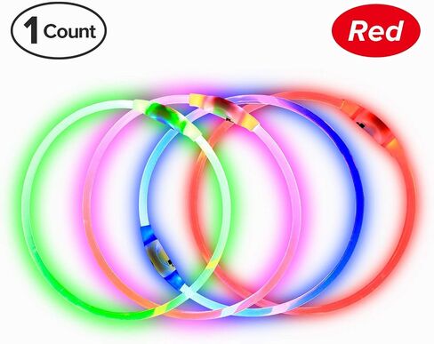طوق الكلب BSeen LED، قابل لإعادة الشحن عبر USB، طوق كلب متوهج للسلامة الليلية، طوق مضيء أنيق للكلاب الصغيرة والمتوسطة والكبيرة (ياقوتي أحمر) in Kuwait