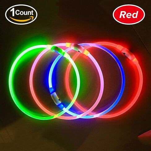 طوق الكلب BSeen LED، قابل لإعادة الشحن عبر USB، طوق كلب متوهج للسلامة الليلية، طوق مضيء أنيق للكلاب الصغيرة والمتوسطة والكبيرة (ياقوتي أحمر) in Kuwait