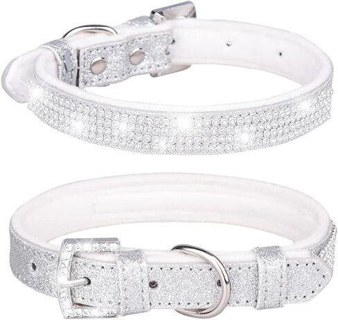 Serijoars Dog Collar for Small Dogs, Adjustable Dazzling Sparkling Leather Bling Dog Collars，Crystal Diamond Dog Collar Cat Collar, Rhinestone Dog Collar (XS, Blue) in Saudi Arabia