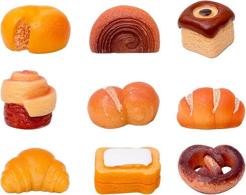 9pcs Artificial French Bread Set,Dollhouse Miniature Foods Tiny Figurines, Mini Resin Kitchen Decoration,Cute Stuff Accessories for Party,Cake,Fairy Garden Decorations in Kuwait