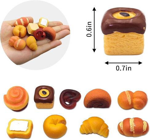 9pcs Artificial French Bread Set,Dollhouse Miniature Foods Tiny Figurines, Mini Resin Kitchen Decoration,Cute Stuff Accessories for Party,Cake,Fairy Garden Decorations in Kuwait