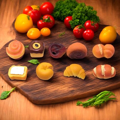 9pcs Artificial French Bread Set,Dollhouse Miniature Foods Tiny Figurines, Mini Resin Kitchen Decoration,Cute Stuff Accessories for Party,Cake,Fairy Garden Decorations in Kuwait