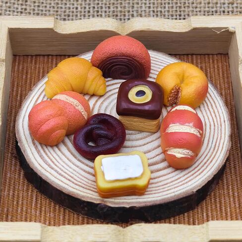 9pcs Artificial French Bread Set,Dollhouse Miniature Foods Tiny Figurines, Mini Resin Kitchen Decoration,Cute Stuff Accessories for Party,Cake,Fairy Garden Decorations in Kuwait