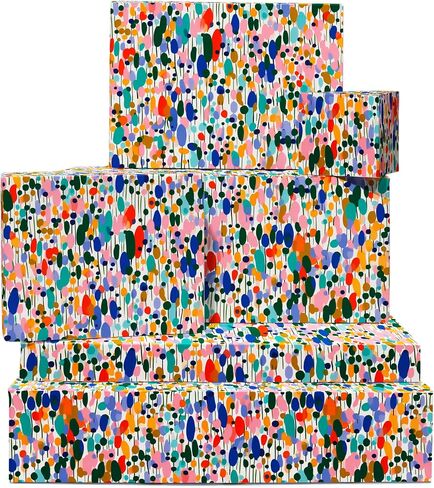 CENTRAL 23 Birthday Wrapping Paper for Women - 6 Sheets of Gift Wrap - Colorful Abstract Dots and Lines - Art - For Girls Teenagers - Recyclable in Saudi Arabia