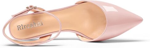 Womens Low Kitten Heel Pointed Toe Sandals Ankle Strap Slingback Pumps Buckle Casual Cute Patent Leather Summer 1.4 Inches Shoes in Saudi Arabia