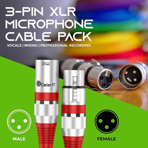 GEARit DMX Cable 50FT 2-Pack 3-Pin Male to Female for DJs and Event Techs | 110 Ohm Shielded Lighting Control Cables for Moving Heads PAR Lights Controllers Weddings Events Venues and Production Crews in Kuwait