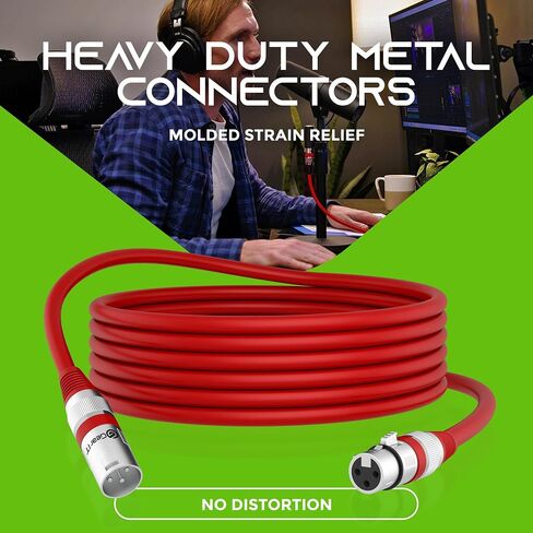 GEARit DMX Cable 50FT 2-Pack 3-Pin Male to Female for DJs and Event Techs | 110 Ohm Shielded Lighting Control Cables for Moving Heads PAR Lights Controllers Weddings Events Venues and Production Crews in Kuwait