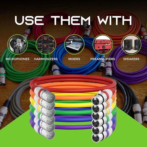 GEARit DMX Cable 50FT 2-Pack 3-Pin Male to Female for DJs and Event Techs | 110 Ohm Shielded Lighting Control Cables for Moving Heads PAR Lights Controllers Weddings Events Venues and Production Crews in Kuwait