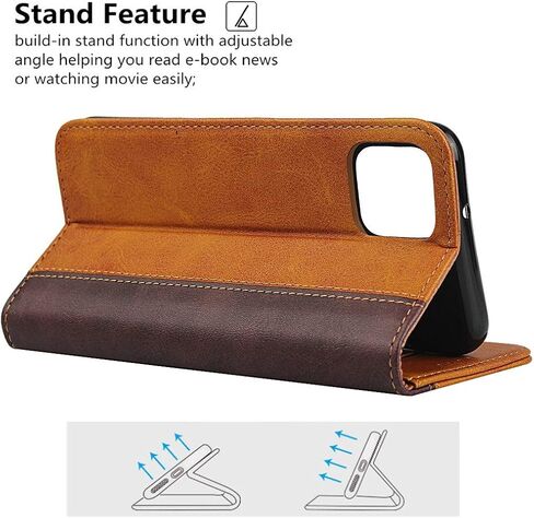 iCoverCase Compatible with Google Pixel 4 XL Wallet Case, Premium PU Magnetic Leather Card Slots Holder Kickstand Soft TPU Flip Cover Case (Black+Khaki) in Saudi Arabia