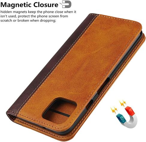 iCoverCase Compatible with Google Pixel 4 XL Wallet Case, Premium PU Magnetic Leather Card Slots Holder Kickstand Soft TPU Flip Cover Case (Black+Khaki) in Saudi Arabia