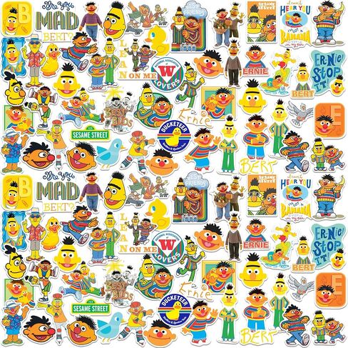 Sesame Street Bert & Ernie 50ct Vinyl Large Deluxe Stickers Variety Pack - Laptop, Water Bottle, Scrapbooking, Tablet, Skateboard, Indoor/Outdoor in Saudi Arabia