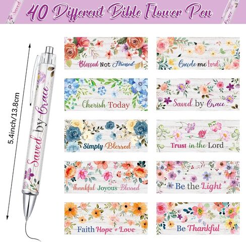 Sabary Bible Verse Ballpoint Pens Christian Flower Inspirational Quotes Funny Office Retractable Ink Ballpoint Pens for Women Men Colleague Coworker Writing Gifts(20 Pcs) in Saudi Arabia