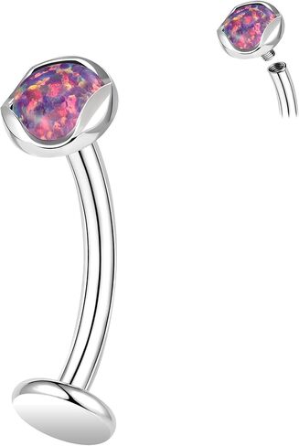ZS ASTM F136 Titanium Belly Button Ring, 14G Opal Stones Navel Jewelry, 6/8/10/12/14MM Internally Threaded Long Bar Navel Barbell Stud Flat Back Belly Piercing in Saudi Arabia